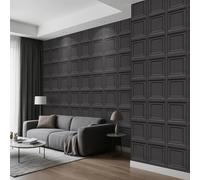 Trafagala 3D Wall Panels Textured Wallpaper Black Embossed Wood Panel Effect Embossed Wallpaper Tartan Wallpapers Neutral Art Deco for Living Room Feature Wall Bedroom Ceilings