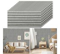 Trafagala 40 Pack Grey Slatted Wooden Peel and Stick Wall Panels Self Adhesive Wood Effect Decorative PVC Soundproof for Living Room Bedroom Accent Slat Wall Panelling 60×30cm