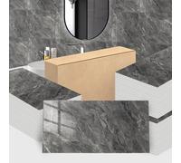 Trafagala 50Pcs Black Grey Marble Tiles 60x30cm Thicken Self Adhesive Wall Tiles Waterproof Peel and Stick on Vinyl Tiles Stickers for Living Room Bedroom Bathroom Kitchen Splashback Panel Covering