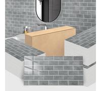 Trafagala 50Pcs Brick Grey Marble Tiles 60x30cm Thicken Self Adhesive Wall Tiles Waterproof Peel and Stick on Vinyl Tiles Stickers for Living Room Bedroom Bathroom Kitchen Splashback Panel Covering