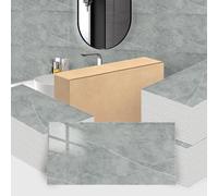 Trafagala 50Pcs Grey Marble Tiles 60x30cm Thicken Self Adhesive Wall Tiles Waterproof Peel and Stick on Vinyl Tiles Stickers for Living Room Bedroom Bathroom Kitchen Splashback Panel Covering