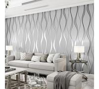 Trafagala 9.5 m x 0.53 m Silver Grey Glitter Striped Wallpaper Modern Damask Embossed Textured Wallpaper for Living Room Bedroom TV Background Non-Woven Wallpaper Roll Silver Retro Leaf