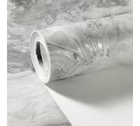 Trafagala Grey Marble Wallpaper Luxury Silver Metallic Glitter Grey Wallpaper for Living Room Bedroom Adults Feature - Beige Elegant Ripple Liquid Swirl Effect with Gold Shimmer - Smooth Finish