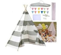 Trafagala Kids Teepee Tent Gray and White CE Certified Childrens Teepee Play Tent Indoor Outdoor Tipi Playhouse Garden Beach Wigwam