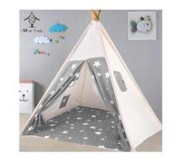 Trafagala Kids Teepee Tent Grey with Star Pattern 160cm CE Certified Childrens Teepee Play Tent Indoor Outdoor Tipi Playhouse Garden Beach Wigwam