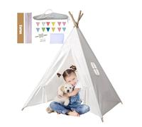 Trafagala Kids Teepee Tent White Classic CE Certified Childrens Teepee Play Tent Indoor Outdoor Tipi Playhouse Garden Beach Wigwam