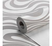 Trafagala Modern Taupe Minimalist 3D Geometric Curves Glitter Stripe Non-Woven Wallpaper for Adults Living Room Bedroom TV Backdrop Lounge Hall Retro Gothic Abstract Galaxy Wallpaper