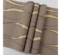 Trafagala Taupe Non-Woven Wallpaper Glitter Effect Textured 3D Flocking Embossed Wallpapers 53cm x 9.5m Wave Stripes Wall Paper Roll for Living Room Bedroom
