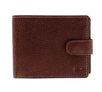Trafalgar Men's Parker Pebbled Leather Bi-Fold Wallet with ID Window and Popper Fastener, Brown