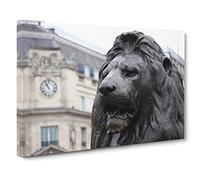 Trafalgar Square Lions London Canvas Print | Gallery Wrapped 30mm Frame Wall Art | 20x14 inches | Ready to Hang | Modern Animal Picture | Living Room Bedroom Lounge Office