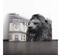 Trafalgar Square Lions London Canvas Print | Gallery Wrapped 30mm Frame Wall Art | 30x20 inches | Ready to Hang | Modern Animal Picture | Living Room Bedroom Lounge Office