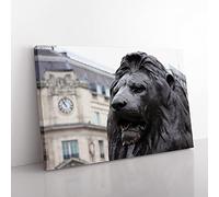Trafalgar Square Lions London Modern Canvas Wall Art Print Ready to Hang, Framed Picture for Living Room Bedroom Home Office Décor, 50x35 cm (20x14 Inch)
