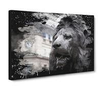 Trafalgar Square Lions London Modern CB Canvas Print | Gallery Wrapped 30mm Frame Wall Art | 20x14 inches | Ready to Hang | Modern Animal Picture | Living Room Bedroom Lounge Office