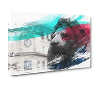 Trafalgar Square Lions London V2 Canvas Print | Gallery Wrapped 30mm Frame Wall Art | 30x20 inches | Ready to Hang | Modern Animal Picture | Living Room Bedroom Lounge Office