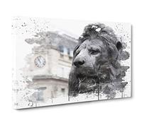 Trafalgar Square Lions London V3 Canvas Print | Gallery Wrapped 30mm Frame Wall Art | 30x20 inches | Ready to Hang | Modern Animal Picture | Living Room Bedroom Lounge Office