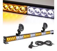 Traffic Advisor 35.5 in 13 Flash Patterns 32 LED Warning Emergency Strobe Light Bar Directional Hazard Warning Flashing Safety Lights with Cigar Lighter (35.5 in, Yellow&White)