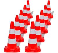 Traffic Cone 4-Pack Red & White PE 50cm High-Vis Reflective Safety Stripes Heavy