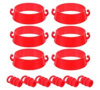 Traffic Cone Collar Connector Kit for Barrier Chain and Road Use | ABS round Red Set, 6 Cone Collars Plus 6 Elastic Caps, Weather Resistant Fastening for Parking Areas