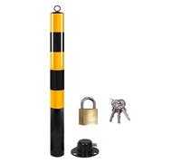 Traffic Cone Construction Cone Yellow Powder Coated Safety Bollard Post Parking Barrier Round Safety Bollard with Lock, for Traffic Sensitive Area Street Decoration 23.9.,2pcs-76 * 750 * 1.5MM