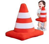 Traffic Cone Plush Toy - Cartoon Cone Cushion, Funny Tyre Plush Cushion, Whimsical Wheel, Inspired with Comfortable, Filled Shape for Bedroom Decor Ideas, Lounge Seat Accents, Aesthetic Interior