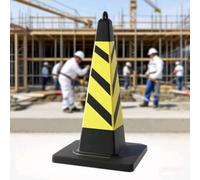 Traffic Cones with Black Weighted Base, Safety Cones with Reflective Strips, Driveway Stop Barrier Traffic Cone, for Construction Events, Driveways, Parking Lots, Hazard Warning(Black,6pack)