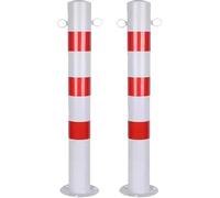 Traffic Control Bollard, Durable Steel Parking Post with Reflective Chain Hook, Floor Mounted Safety Barrier for Vehicle Management in Lots & Sidewalks