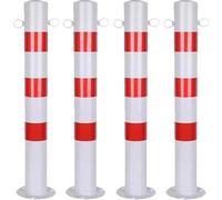 Traffic Control Bollard, Durable Steel Parking Post with Reflective Chain Hook, Floor Mounted Safety Barrier for Vehicle Management in Lots & Sidewalks
