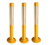 Traffic Control Bollard Post - Durable Reusable Plastic Stanchion with Removable Base, Ideal for Outdoor Use, 2-Piece Set, Yellow