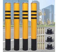 Traffic Delineator Post Channelizer Cone 16 24 30 39 Inch High Driveway Parking Bollard, Galvanized Steel Traffic Control Safety Bollard Post/Parking Pole, Night Ref,4 Pcs-7.6x60cm/3x23.6inch