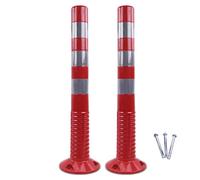 Traffic Delineator Post Cone Plastic Delineator Traffic Safety Bollard,Flexible Plastic Post Pop Up Reflective Safety Cone For Crowd Control/Street Stanchion/Road Cones,R(Red and Silver-4 Pack)