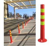 Traffic Delineator Post Cones, Traffic delineator posts,Plastic Flexible Parking Barrier Bollards,Lot Barricade Pole with Anchor Bolts(1pcs Red Yellow)