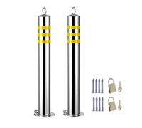 Traffic Delineator Post, Sturdy Reflective Safety Barrier Bollard for Driveways, Parking, and Construction Sites, 3-Pack