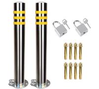 Traffic Delineator Post with Weighted Base & Padlock, Parking Bollards for Driveway, Road, Expressways, 24inch Safety Bollard Post Parking Barrier(H60cm 2pc)