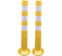 Traffic Delineator Posts 2-Pack, Flexible Cones with Reflective Strips for Traffic Control and Parking Management, Durable Black and Yellow Design