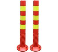 Traffic Delineator Posts 2-Pack, Flexible Cones with Reflective Strips for Traffic Control and Parking Management, Durable Black and Yellow Design