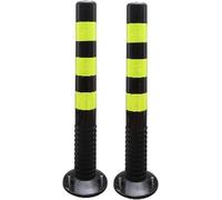 Traffic Delineator Posts 2-Pack, Flexible Cones with Reflective Strips for Traffic Control and Parking Management, Durable Black and Yellow Design