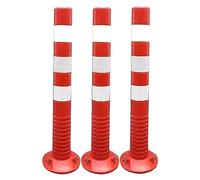 Traffic Delineator Posts - 3 Pack Flexible Safety Cones, Removable Parking Barrier Poles for Streets, Parks & Garden Pathways - Durable & Visible Traffic Contro