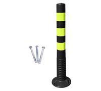 Traffic Delineator Posts - 4 Pack Black Safety Cones with Reflective Cols for Road Warning & Underground Driveway Use - Durable PU AntiStress Design