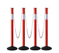 Traffic Delineator Posts with Weighted Base and Adjustable Plastic Chains for Parking Lots and Construction Events