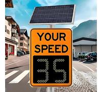 Traffic Feedback Warning Board,LED Radar Speed Limit Sign,20''*27''/24''*35'' Solar Powered Radar Feedback Speed Limit Sign,Radar Speed Signs 2DigitDisplay-50×70cm/20×27in