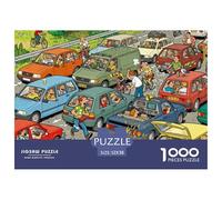 Traffic Jam on The Ring Road Wooden Jigsaw Puzzle Waterproof 1000 Piece Puzzles for Adults Gifts Impossible Home Decoration