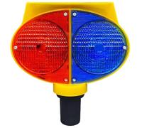 Traffic Led Light Powered by Solar, 1000 M Nighttime Visibility, Red and Blue Flash Warning, Three Flash Modes with Easy Installation, Adhesive Design