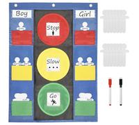 Traffic Light Behaviour Chart Classroom Management System,Durable Oxford,PVC Wall Chart with 30 Reusable Student Sticks,49x66cm Large Learning Aid for Autism/ADHD Support in School,Home (Blue)