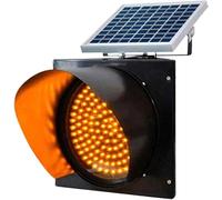 Traffic Light LED - Yellow Flashing Light, Industrial Warning Lights with Solar Panel, IP65 Waterproof Stop & Go Signal for Construction, Road, Factory(16 in)
