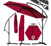 Traffic light parasol red aluminium Ø300cm UV protection 50+ with wind protection + cover