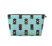 traffic light Pattern Makeup Bag, Cosmetic Bags Travel Toiletry Bag Make Up Bag for Women, Leather Makeup Bag Organizer, Cute Makeup Pouch Gold