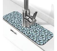 Traffic Light Print Stone Faucet Mat for Kitchen Sink,Diatomite Absorbent Mat, Tap Splash Guard for Bathroom Kitchen (15" X 5.5" )