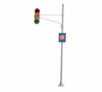 Traffic Light Scene Model Traffic Light Miniature Traffic Lamp Street Fixture Resin Structure With Tall Pole And Attached Sign Assembly Suitable for Model Towns Train Sets Hobby Workbenches