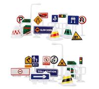 Traffic Light Toy | Portable 28 Pieces Educational Learning Game | Street Signs Toy Set | Kids Road Signs Playset with Traffic Lights, Miniature Parking Lot Scene Props for Birthday Party