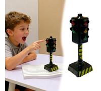 Traffic light toy, traffic lights with LED lights and sound effects, traffic signs with road obstacles, traffic light model, educational learning toy traffic lights, toy house decoration (Black*5)